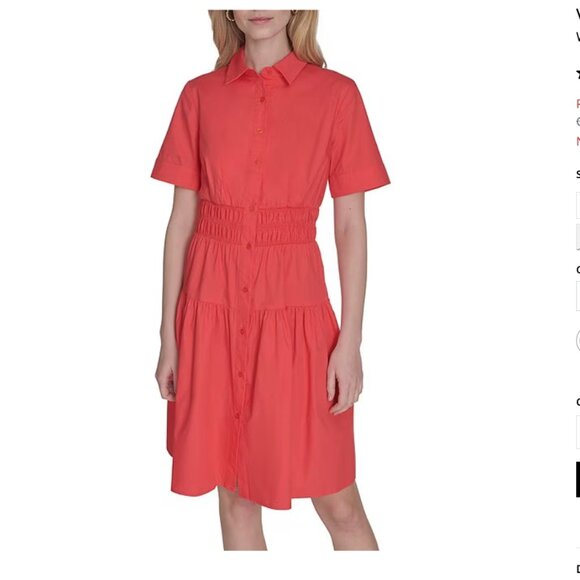 Vince Camuto Woven Collared Short Sleeve Button Front Shirt Dress - Picture 4 of 4